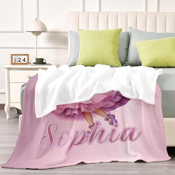 Personalized Princess Baby Blanket - Customized Throw Blanket for Girls Kids Adults Princess Tale Fans