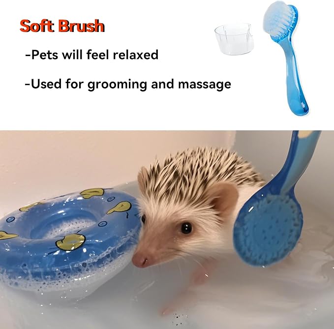 JSLZF Hedgehog Bath Supplies Grooming Kit: Foldable Bathtub, Nail Clippers, Bathing Brushes, Towel for Hedgehog Small Pets like Guinea Pigs