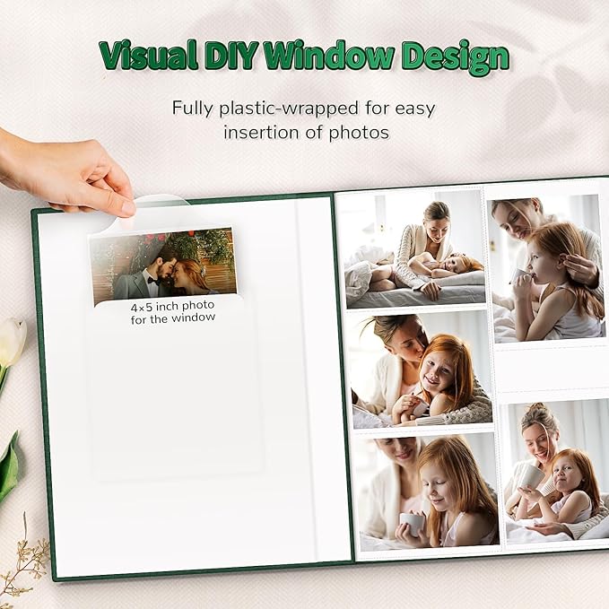 Photo Album 4x6 with 600 Pockets,Slip-in Picture Albums,Linen Cover Memory Book with Front Window,White Page Vertical Photo Book for Wedding,Family,Anniversare,Baby,Vacation