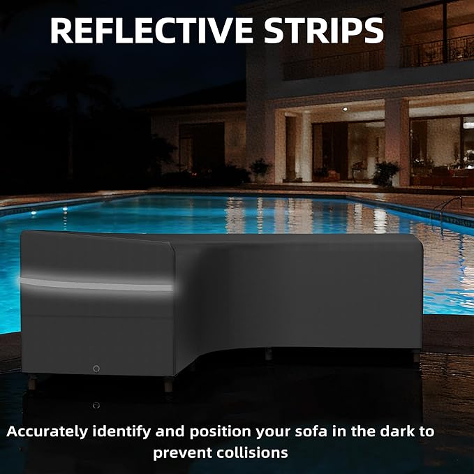 Rosefray Outdoor L-Shaped Sectional Cover-600D Patio Sectional Sofa Cover, Waterproof Furniture Covers for Deck, Lawn,Backyard 85”x105”Left Facing Gray