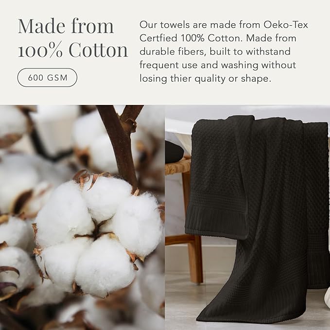 NY Loft 100% Cotton 2 Pack Bath Sheet Towel Set | Extra Large Oversize Bath Towels | Absorbent & Quick-Dry | Textured and Durable Cotton | Black