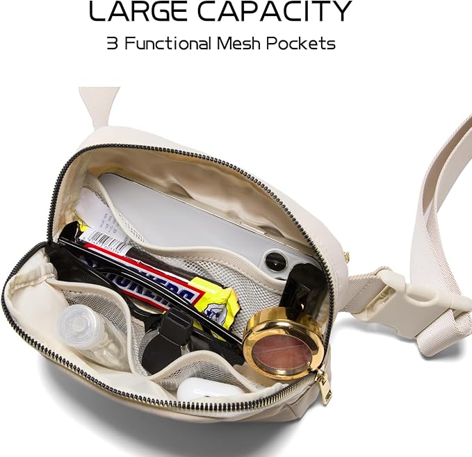 Gitus Belt Bag Fanny Pack Crossbody Bags with Initial Letter Patch Cute Stuff Birthday Gifts for Teenager Girls Trendy Preppy Stuff for Teen Girls(Beige-S)
