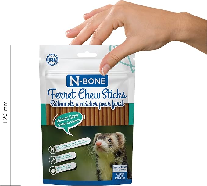 N-Bone Ferret Chew Sticks Salmon Flavor, 1.87-oz Bag (Pack of 4)