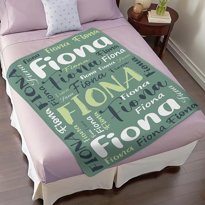 Personalized Custom Baby Blanket with Name for Girls Boys Kids Customized Flannel Blanket for Bed Nursery Room Baby Stroller