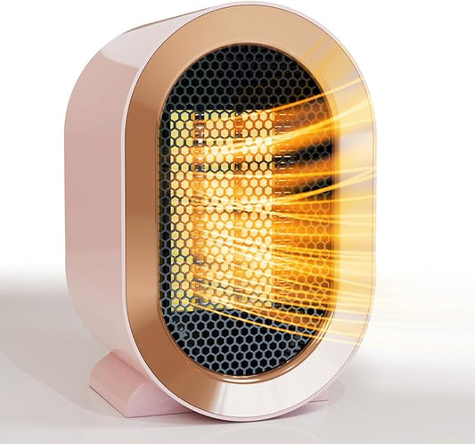 Indoor Electric Portable Space Heater, 1200W Personal Desk Heater, Fast Quiet Heating Ceramic for Small Room,Bedroom and Office Use (Pink)