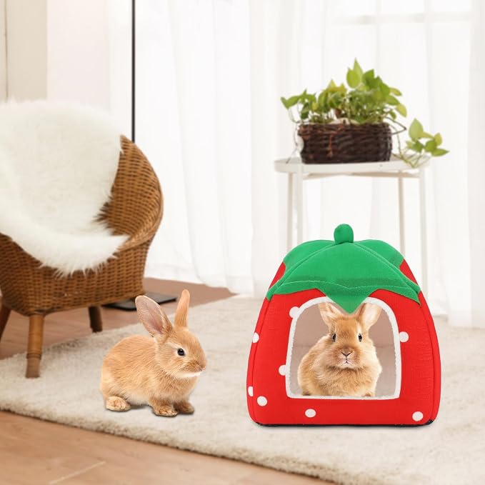 BWOGUE Guinea Pig Bed Hideout, Washable Hamster Cave for Small Animals | Removable Cushion for Cleaning, Warm Fleece Nest, Washable Bed, 10 x 9.8 x 9 in, Dwarf Rabbits Hedgehogs