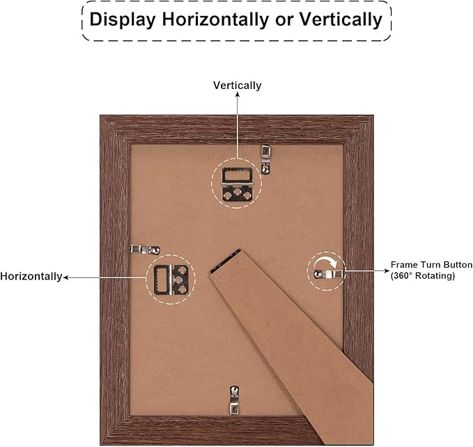 8.5x11 Picture Frame Display 2 opening Double 5x7 Picture Frame Collage,Multi Photo Frame with Mat,Plexiglass,Horizontal and Vertical Formats for Wall Decor,Walnut Wood Grain