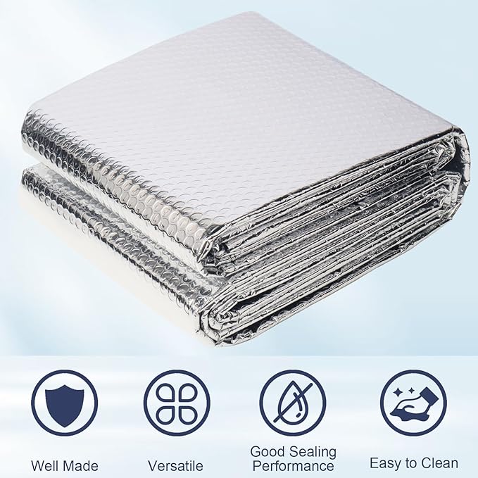 DGSL Double Reflective Bubble Foil Insulation Foam, 23.6 in X 10 FT Aluminum Foil Thermal Insulation Radiant Barrier for Window, Garage Door, RV, Roof
