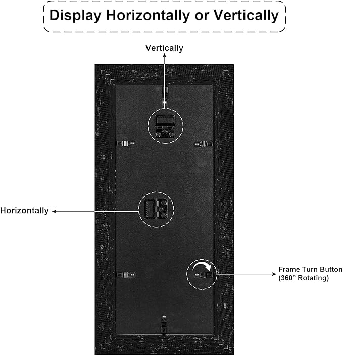 6x15 Picture Frame Display 2 opening 5X7 Double Picture Frame Collage,Multi Photo Frame with Mat,Plexiglass,Horizontal and Vertical Formats for Wall Decor,Black Wood Grain