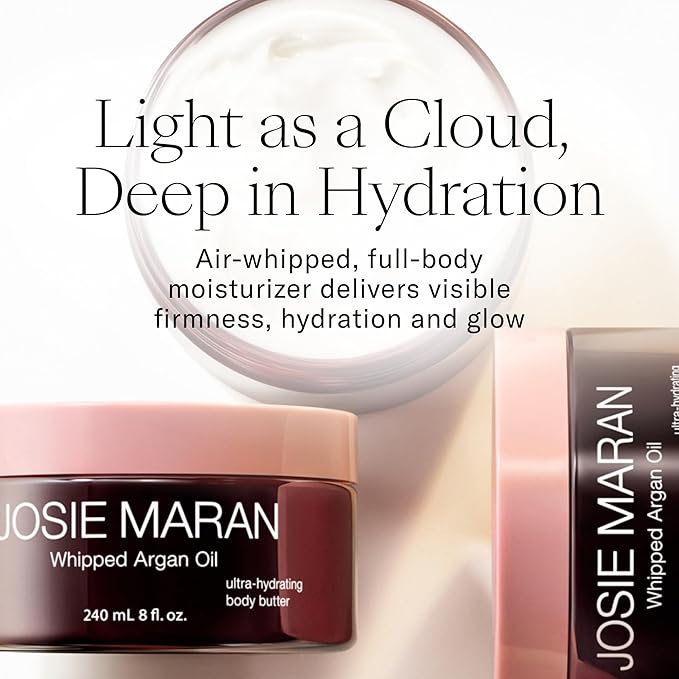 Josie Maran Whipped Argan Oil Body Butter Trio - Skin Firming Cream with Whipped Shea Butter & Avocado Oil - 3-Piece Body Butter Gift Set - Unscented (2 x 2 Oz) & Vanilla Apricot (2 Oz)