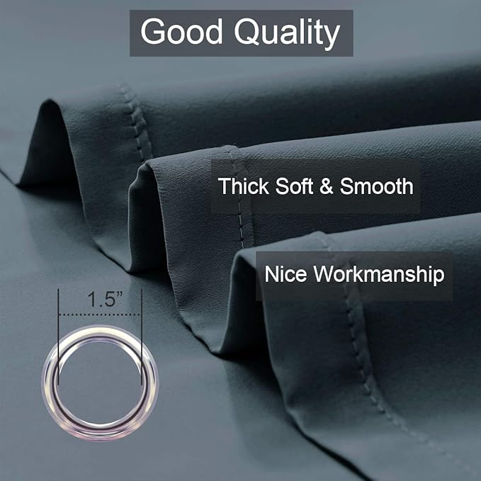 LA PALMA Thermal Insulated Blackout Darkening Grommet Living Room Curtains Window Drapes for Bedroom Pack of 2 Panels