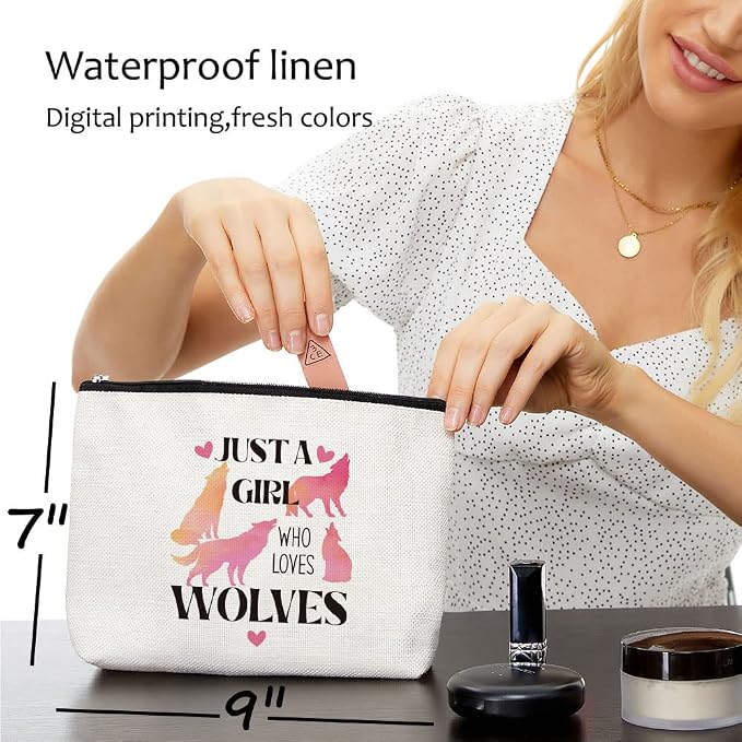 Blue Leaves Makeup Bag Just A Girl Who Loves Wolves Cosmetic Bag