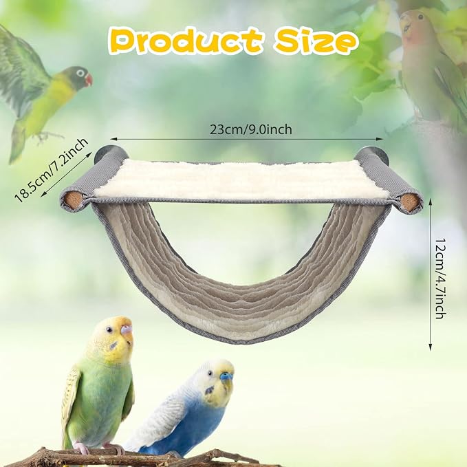 BWOGUE Bird Nest Bed Hanging Hammock, Parakeet Bed for Cage, Cockatiel Bed | Warm Fleece Snuggle Hut, Double-Layer Comfort, Wooden Perch Setup, Washable Hammock