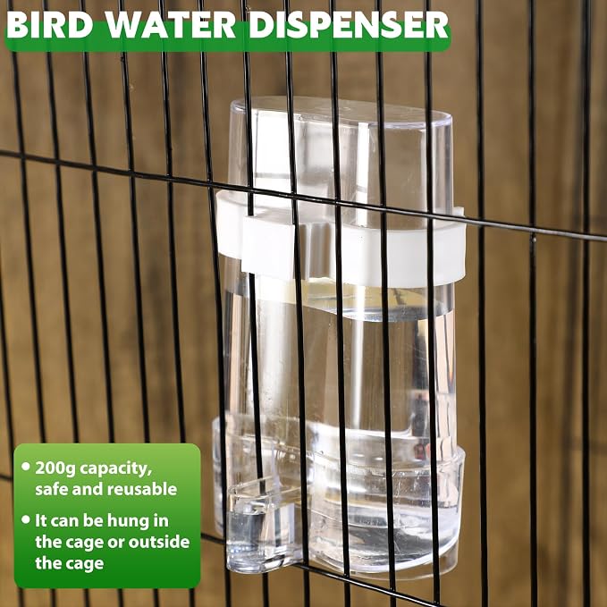 Yaomiao 4 Pcs No Mess Small Bird Feeders Automatic Parakeet Water Dispenser Clear Quail Feeder and Watered Cage Accessories for Small and Medium Parakeet Cockatiel Canary(Assorted,Clear)
