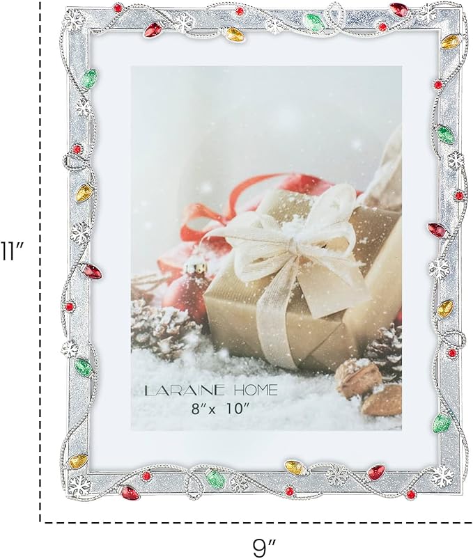 LARAINE Picture Photo Frame 8x10 Metal 2025 Christmas High Definition Display Pictures for Tabletop Home Decorative Holiday Gift (Silver,8x10)