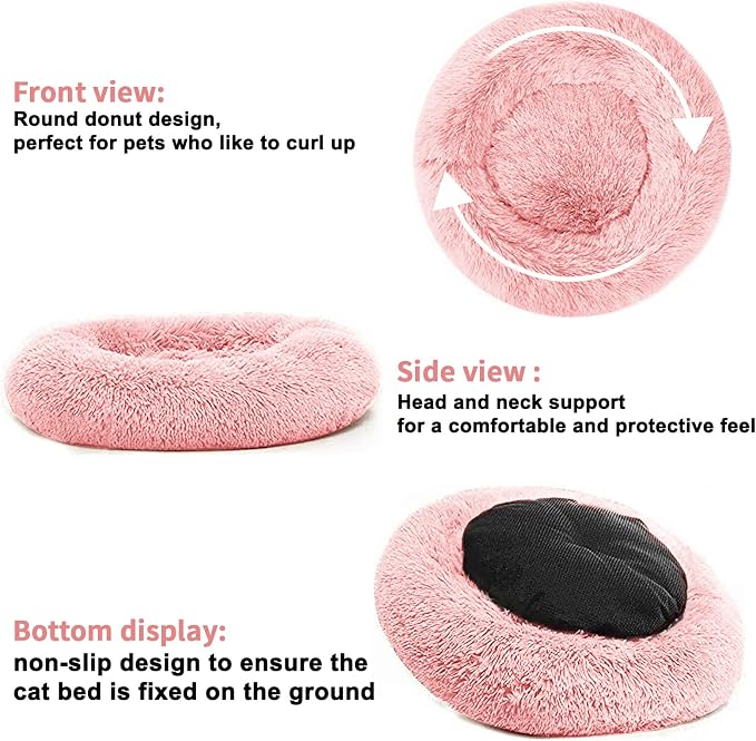 Cat Beds for Indoor Cats,20 Inch Dog Bed for Small Melium Large Dogs, Washable-Round Pet Bed for Puppy and Kitten with Slip-Resistant Bottom