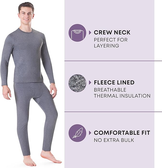 Rocky Thermal Underwear Men Long Johns Men Thermal Underwear Thermals Mens Base Layer Mens Thermals Top and Bottom Set