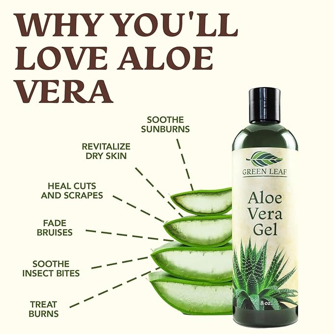 Amazing Aloe Vera Gel - Freshly Cut, 100% Pure Aloe, Premium Quality, Vegan, Unscented - Natural Sunburn Relief, After Shave, Skin, Face & Hair Care 8oz