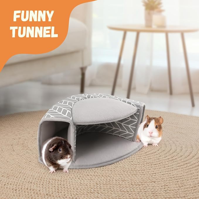 Guinea Pig Hideout, Interactive Guinea Pig Tunnel Bed, Washable | Small Animal Tubes Toys Cage Accessories for Ferret Bunny Chinchilla