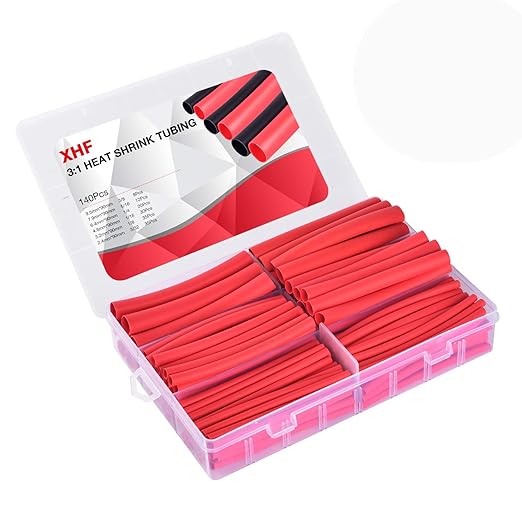 XHF UL Listed 205 PCS Length 3.5" Red 3:1 Waterproof Automotive Electrical Heat Shrink Tubing Assortment Kit Large Size Marine Grade Adhesive Lined Tube, Insulation Sealing