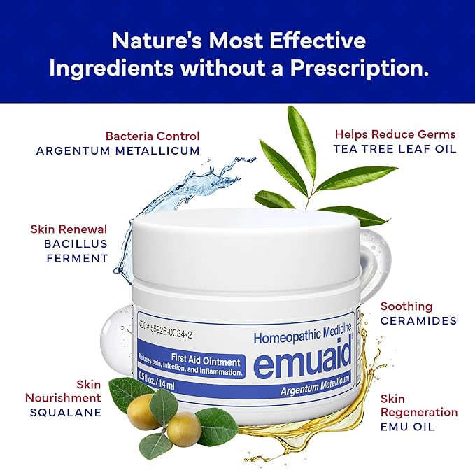 emuaid Ointment for Eczema and Psoriasis Relief, Reduces Itching, Pain, Swelling, Regular Strength Treatment for 100+ Skin Conditions, Steroid and Chemical-Free, Suitable for All Ages, 16oz