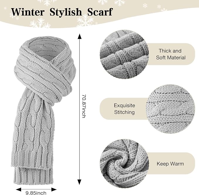Tavaleu Womens Winter Beanie Hat Scarf Gloves Set, Pom Pom Beanie Warm Knit Scarf Touchscreen Gloves for Cold Weather
