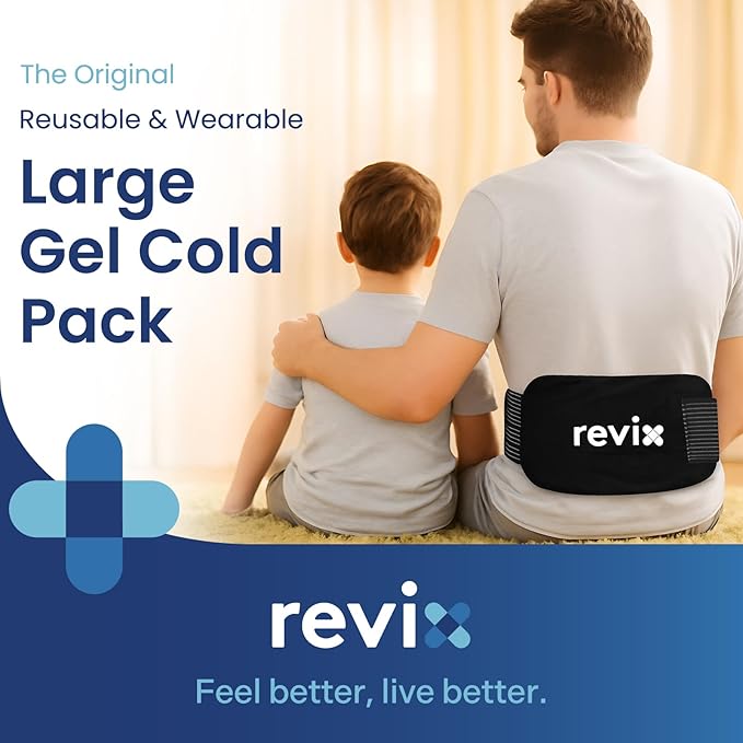 REVIX Soft Ice Packs for Injuries 14" x 7" – 2-Pack Flexible Cold Compress with Strap for Back, Shoulder, Hip, Leg, Reusable Large Cold Packs for Enhancing Comfort and Soothing Fatigue