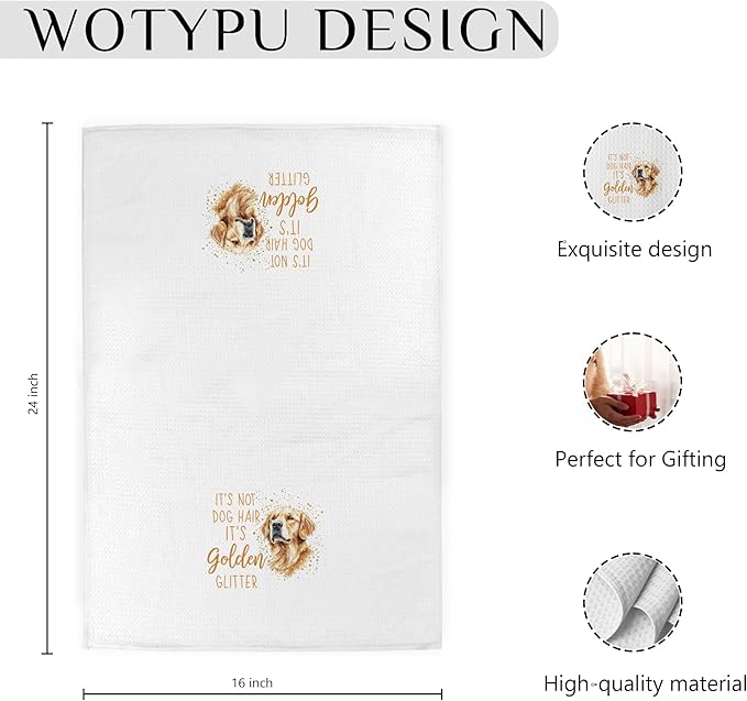Funny Golden Retriever Gifts Kitchen Towels, Gifts for Golden Retriever Lovers, Dog Lovers Gifts Dish Tea Towels, It's Not Dog Hair Decorative Hand Towel for Bathroom, 16x24 Inch