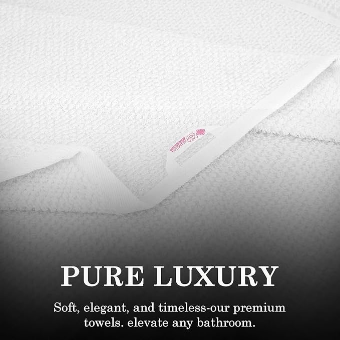 CASA COPENHAGEN Popcorn Textured 6 Pieces Small Bath Towel Set - White, 24" x 48", 550 GSM 6 Bath Towel Rough & Tough Use Cotton Towels Gift Set for Bathroom