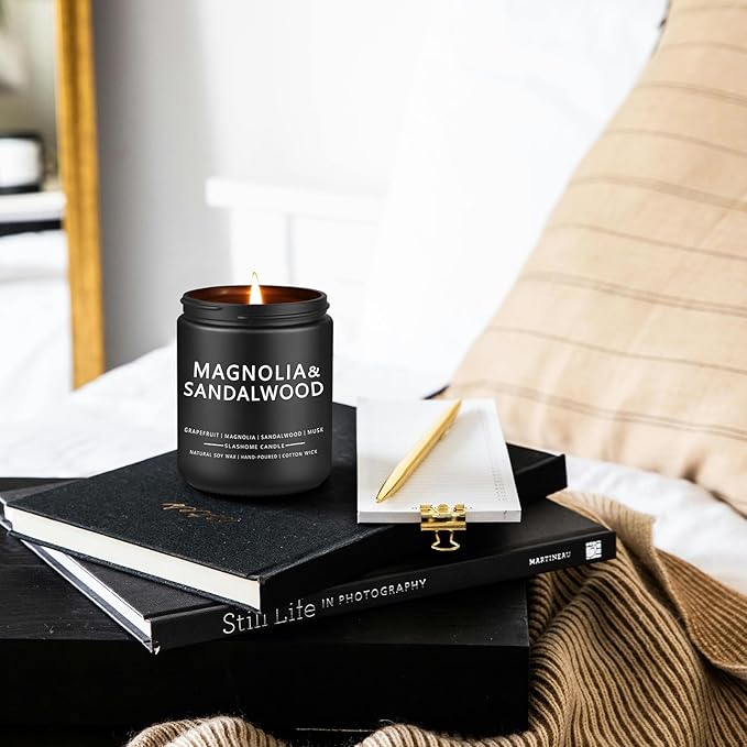 Candles for Men, Magnolia&Sandalwood Candle for Home Scented, 50+ Hour Lasting Candles, Soy Candle s Not Toxic, Perfect Gifts for Men-Birthday, Anniversary and Thanksgiving, etc., 7 Oz
