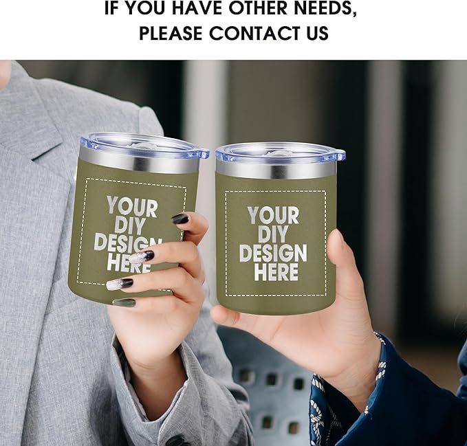 Personalized Custom Tumbler Print in USA 12oz 10Pcs Stainless Steel Travel Coffee Cup with Lid & Straw Double Wall Insulated Mug With Colorful Text Logo Photo