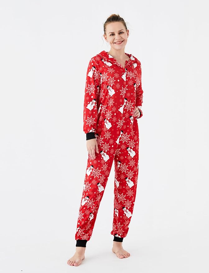PATPAT Matching Family Christmas Onesie Pajamas – Holiday Hooded Jumpsuit Sleepwear PJs Couples Xmas Loungewear with Socks
