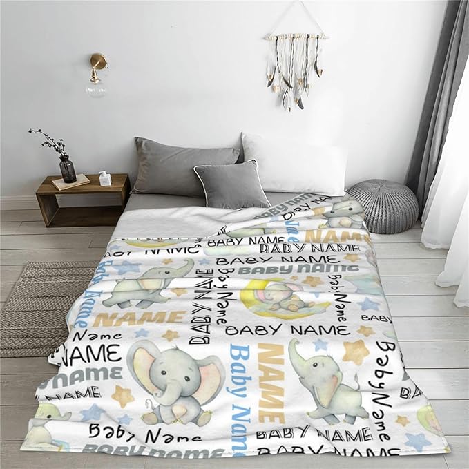 Personalized Baby Blankets for Girls Boys, Custom Baby Blanket with Name, Customized Baby Blanket Gifts for Kids Newborn for Birthday Christmas
