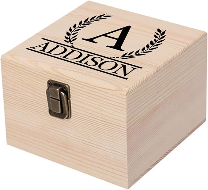 Personalized Keepsake Memory Box Custom Name Wooden Decorative Storage Box with Lids, Christmas Gift Box for Women Men Customized Gifts for Birthday Anniversary Wedding Graduation