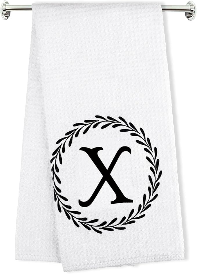 Monogrammed Hand Towels Name Ini-tial Letter X Kitchen Dish Tea Towels,Personalized Monogram Gifts for Women Wife Mom,17x23 Inch,for Kitchen Bathroom Decorative