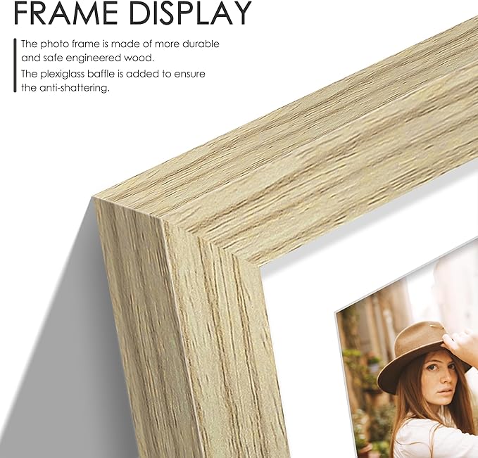 12x16 Picture Frame 5x7 Collage Picture Frame Displays Four 5x7 inch Photos or 12x16 (Without Mat) for Available Horizontal Wall Mounting Display and Vertical Wood Color