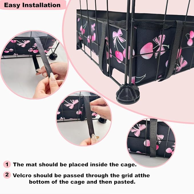 DZWLKJ Waterproof Guinea Pig Cage Liner,Washable Tarp Bottom Base,Cherry Graphic,36"x48", Reusable for Rabbit, Chinchilla, Hedgehog, Ferret & Other Small Animals.