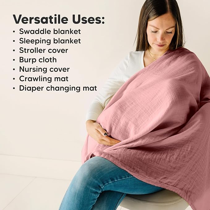 4-Pack Muslin Swaddle Blankets for Boys, Girls - Organic Baby Swaddles for Newborns, Soft & Breathable Receiving Baby Blankets for Girl, Boy, Neutral, Newborn Essentials Gift (Corals)
