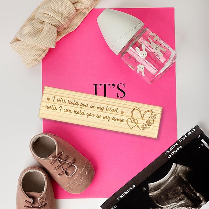 CHGCRAFT Lost Baby Sympathy Gift Keepsake Box Love Butterfly Wooden Loss of Baby Sympathy Gifts Box with Raffia Ribbon and Lock Announcement Gifts for Mom Dad, 8x2x1.2 inch