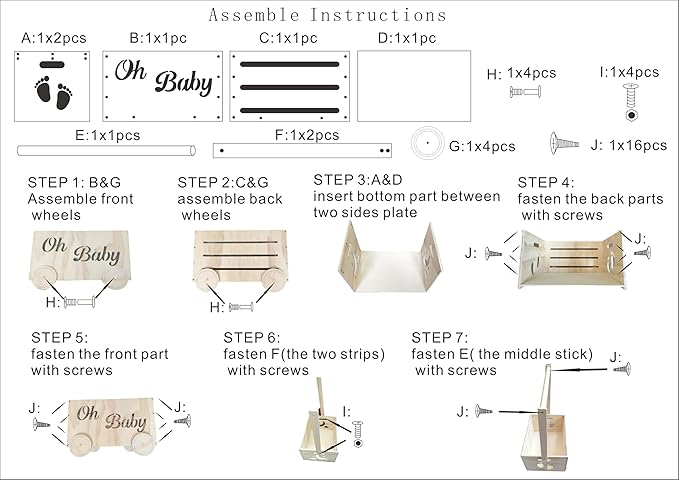 Baby Shower Gifts Baskets, Wooden Baby Closet Gifting for Newborn Boys and Girls, Wood Crate Box with Handle and Wheels, Personalized Cute Babyshower Decorations Basket for New Born