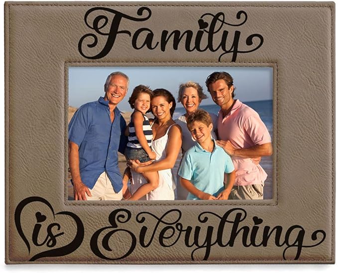 KATE POSH Family is Everything Engraved Leather Picture Frame (5x7-Horizontal)