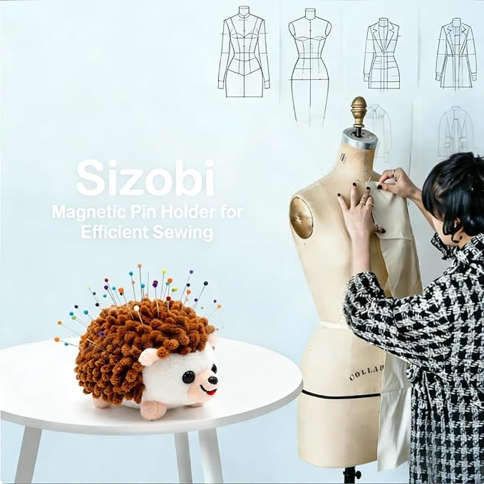Sizobi Plush Hedgehog Pin Cushion for Sewing - Soft Sewing Needle Holder | Cute Animal Pin Storage for Quilting Embroidery DIY Crafts, Ideal Sewing Gift (Pins Excluded)