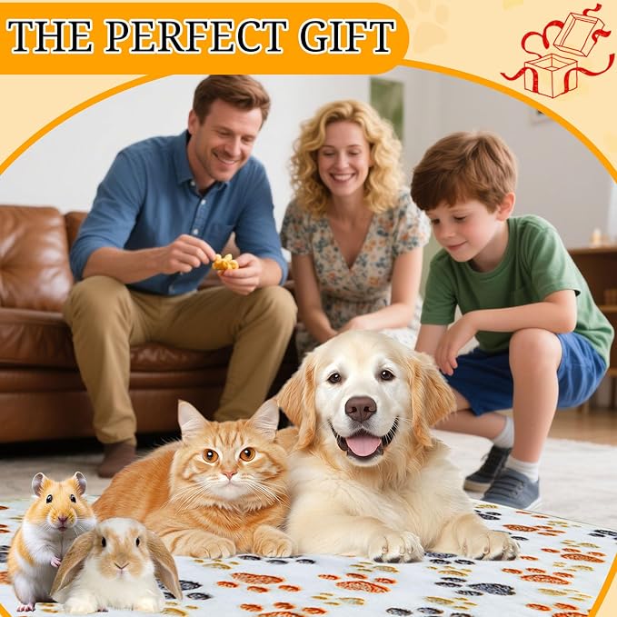 4 Pcs Washable Guinea Pig Bedding Absorbent Small Animal Cage Liners Reusable Guinea Pig Fleece Blankets Waterproof Pet Pee Pad Sleep Mat Pad Cover for Rabbit Ferret Chinchilla Hamster (24 x 35 Inch)
