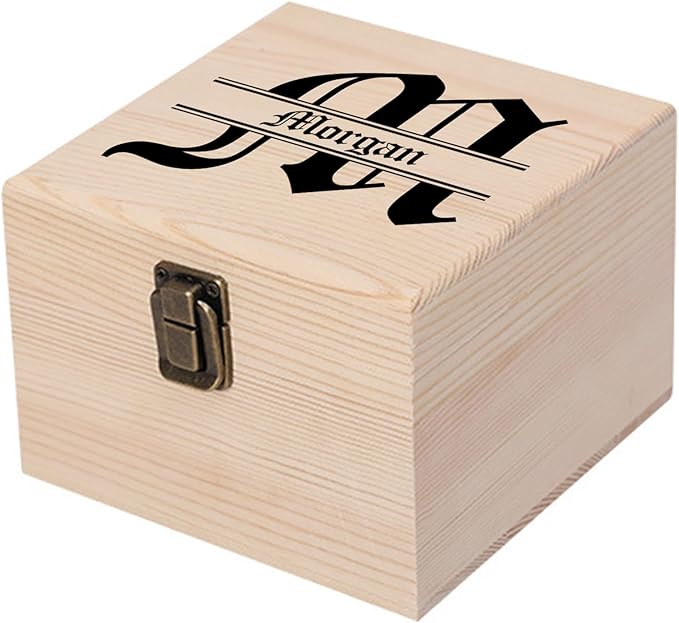 Personalized Keepsake Memory Box - Custom Name Wooden Decorative Storage With Lid for Women Men - Customized for Birthday, Anniversary, Wedding, Graduation