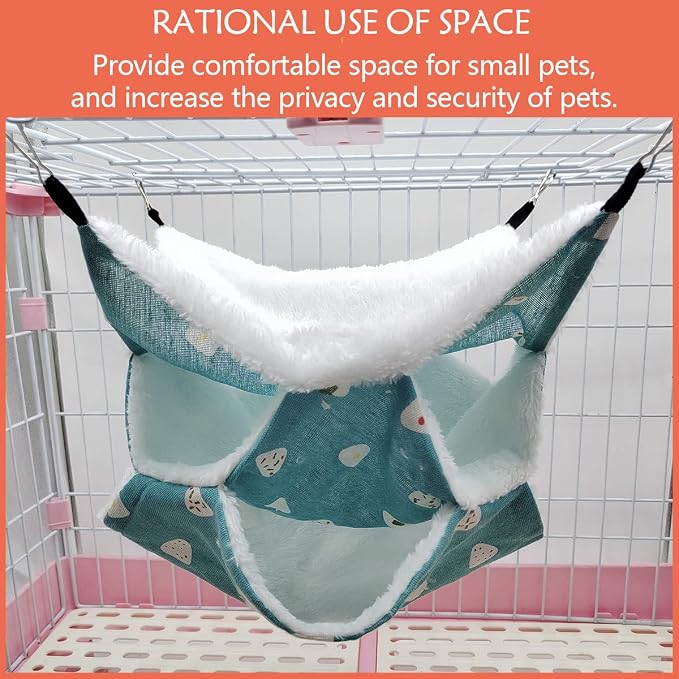 LEFTSTARER Triple-Layer Sugar Glider Hammock, Small Pet Cage Hammock, Sugar Glider Cage Accessories Hamster Bedding Small Animals Bed for Chinchilla Parrot Ferrets Rat Playing Sleeping (Candy)