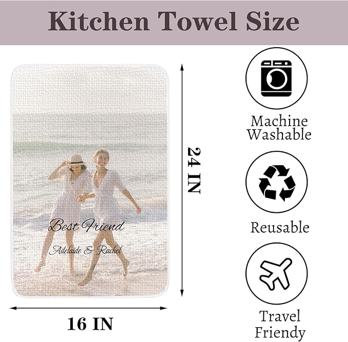 ubmpj Personalized Kitchen Towel Custom Waffle Weave Towel Gift for Housewarming Wedding Friend Birthday