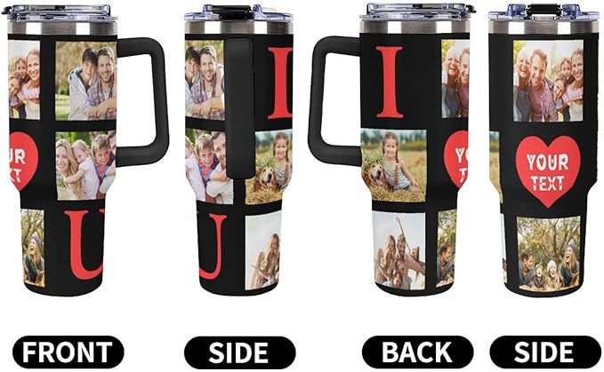 Personalized Tumbler Custom Insulated Travel Mug Custom Drinking Coffee Cup with Photos and Text 40oz Christmas Birthday Gift