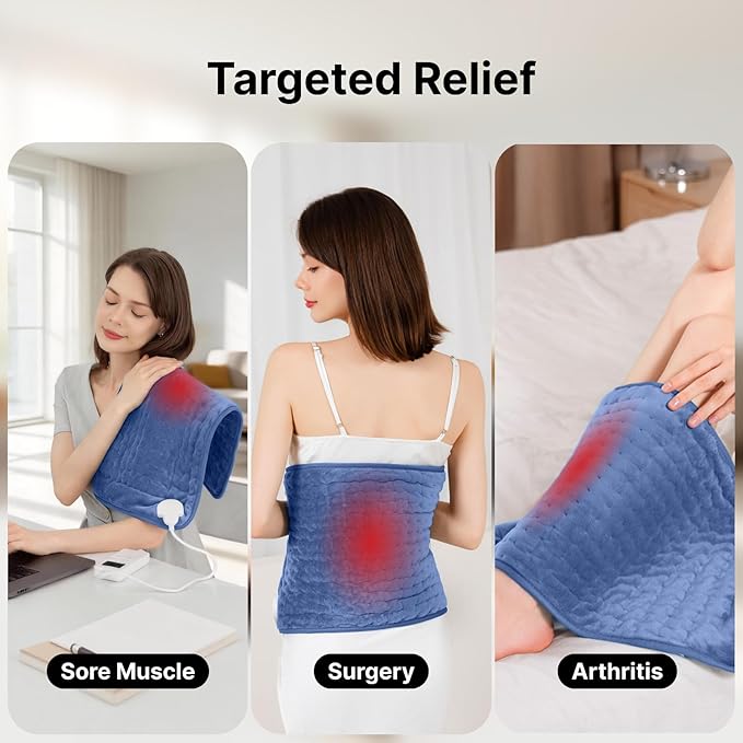 Blue Heating Pad Perfect Christmas, Mothers Day & Birthday Gifts for Women, Mom, Grandma, Soothing Electric Heat Wrap, Cozy Stocking Stuffer & White Elephant Gift
