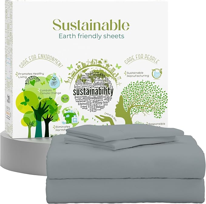 Supreme Elegance Twin Sheets Set – Natural 100% Cotton Percale Twin Bed Sheet, Oeko-tex Made in Green Sustainable, Cooling Crisp Bedding with Deep Pockets, Soft Breathable Hotel Quality, Charcoal Gray