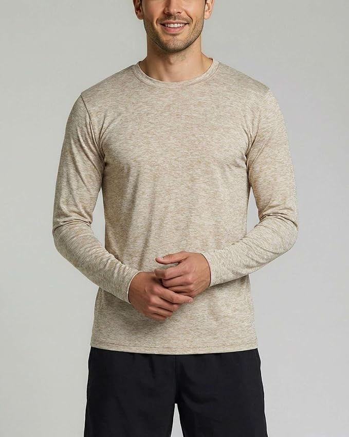 Real Essentials 4 Pack: Mens Long Sleeve Dry Fit T Shirts Hiking Fishing Workout Gym Work Sun UPF 50 Wicking Running Tee